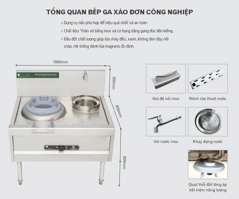 Bếp á xào đơn họng gang