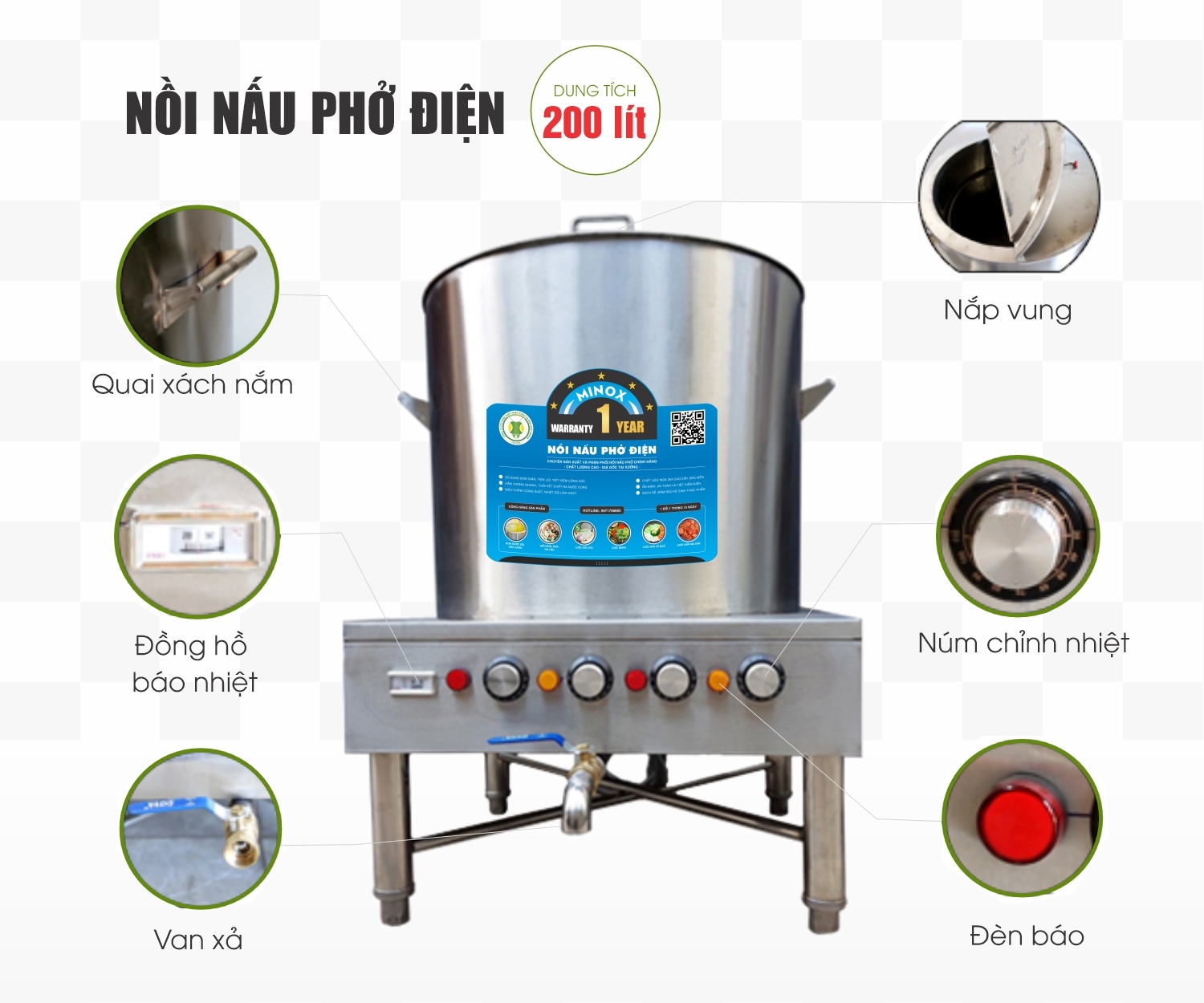 Nồi nấu phở điện 200L