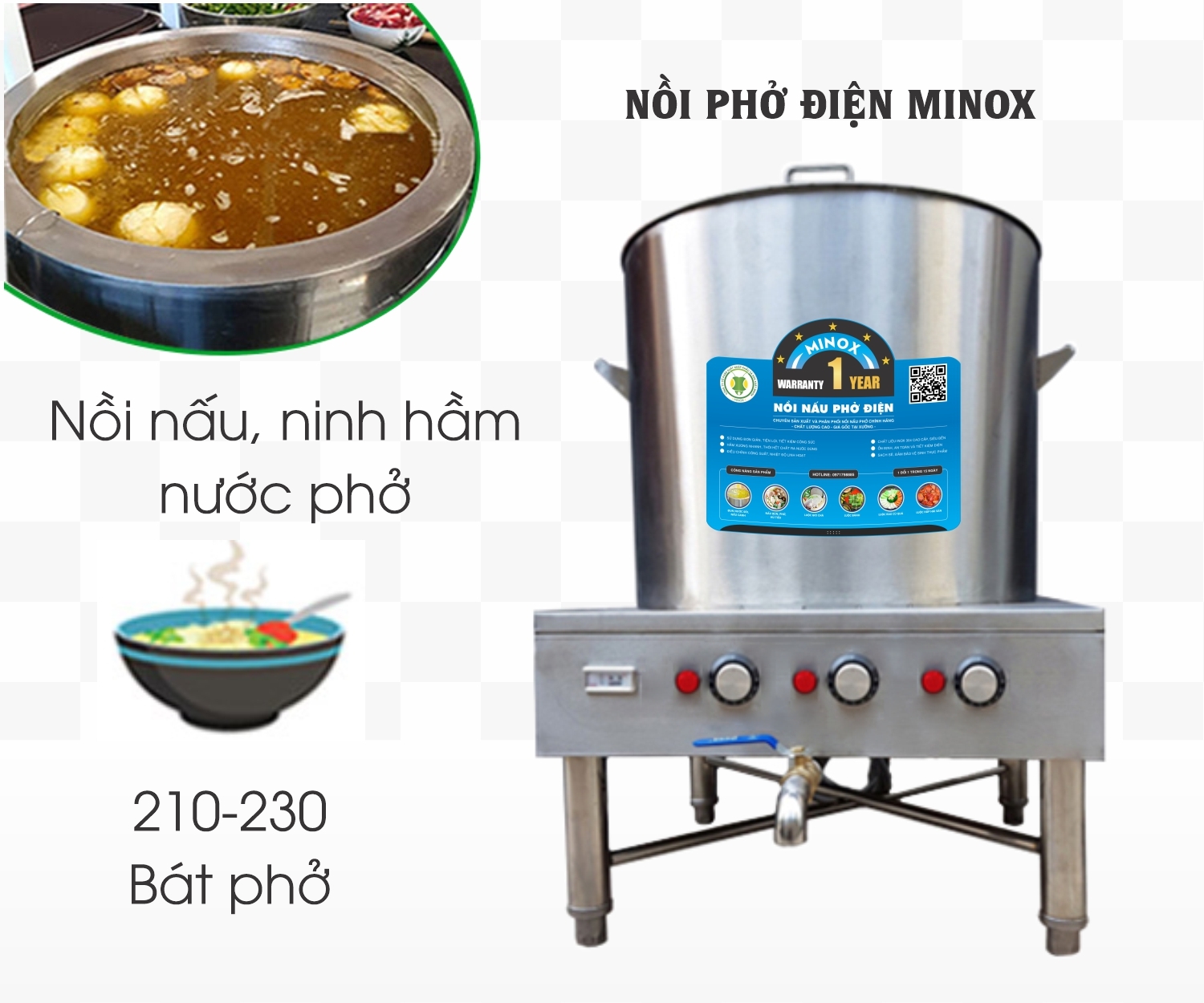 Nồi nấu phở điện 100L