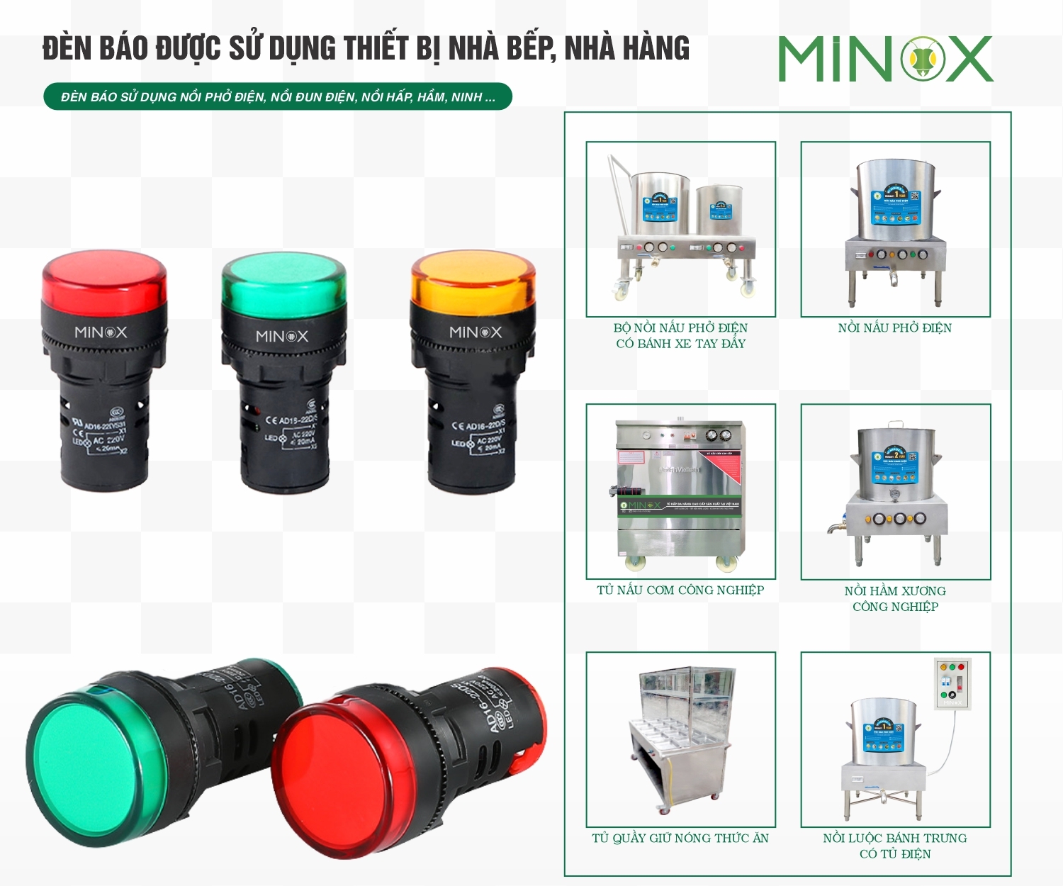 Đèn báo nồi nấu phở điện