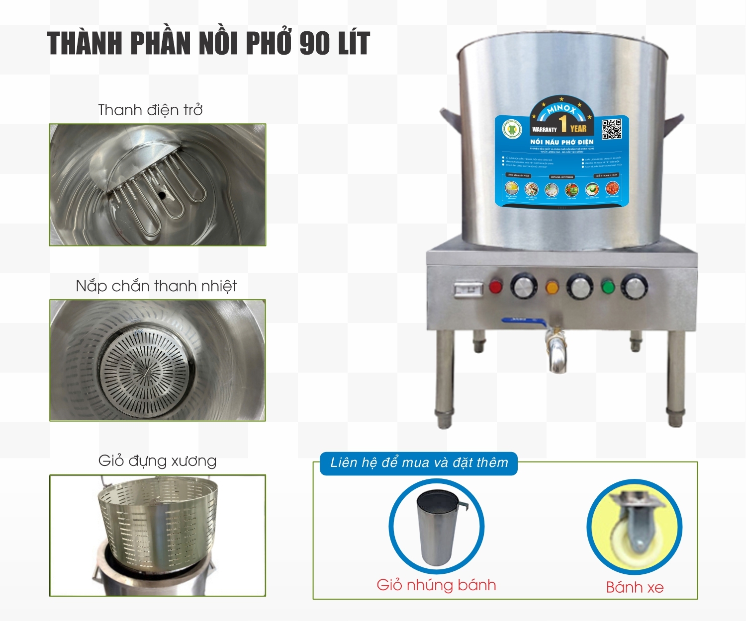 Nồi nấu phở điện 90L