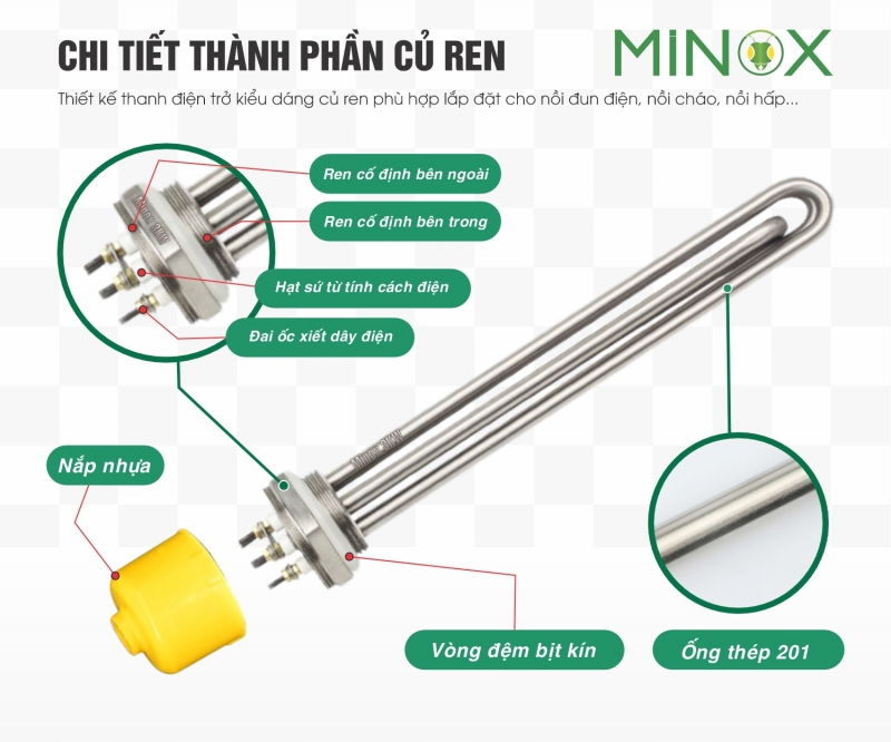 Điện trở củ ren 32 bình năng lượng mặt trời