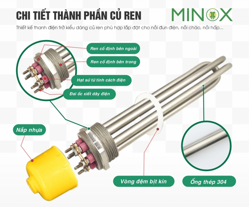 Thanh điện trở củ ren 48 nồi nấu cháo