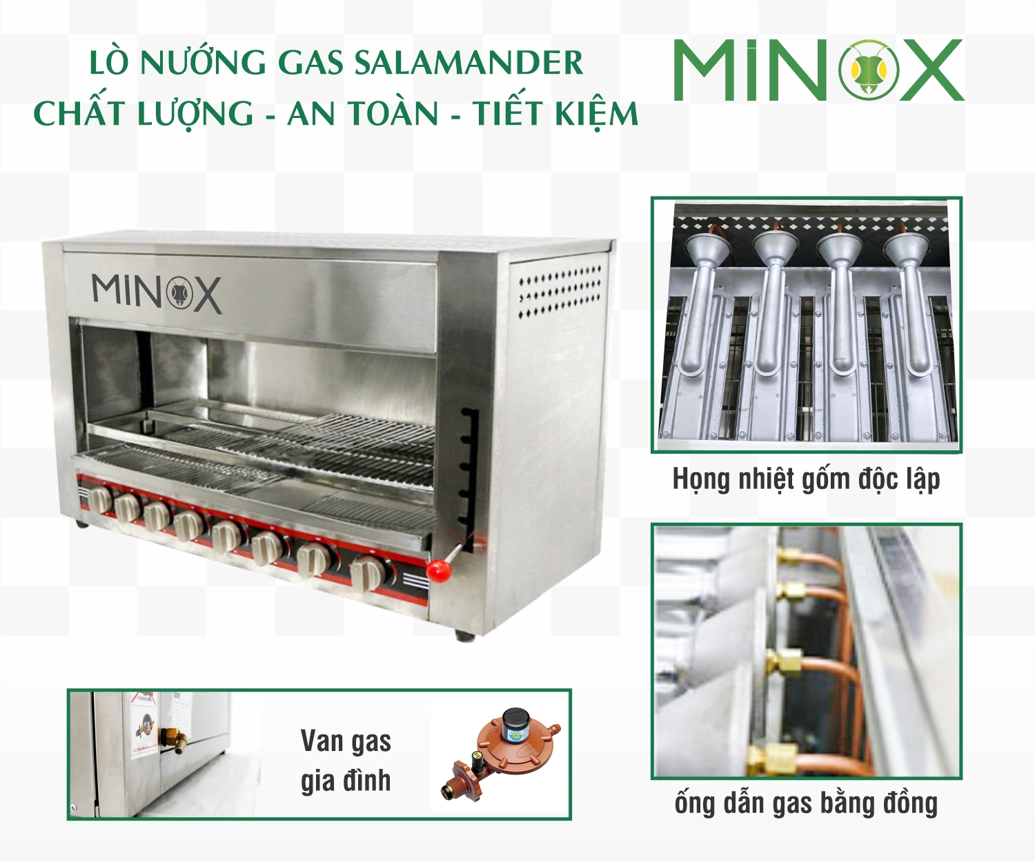 Lò nướng Salamander 8 họng gas