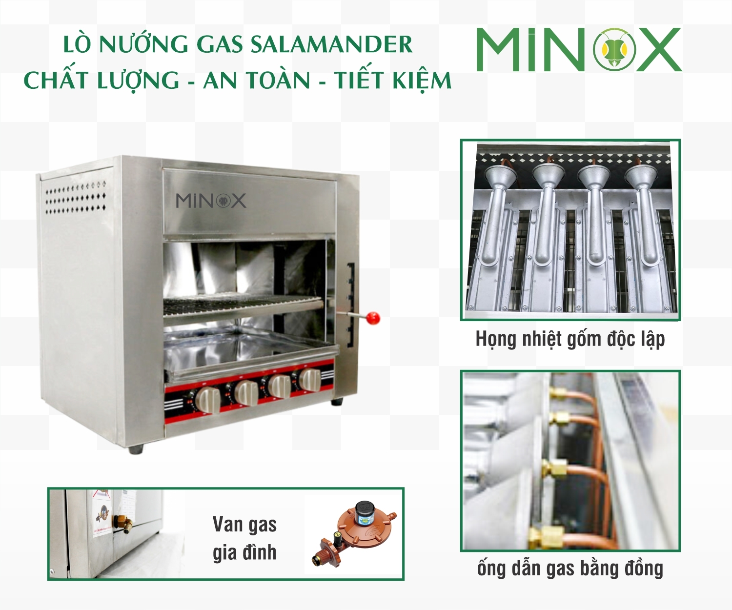 Lò nướng Salamander 4 họng gas