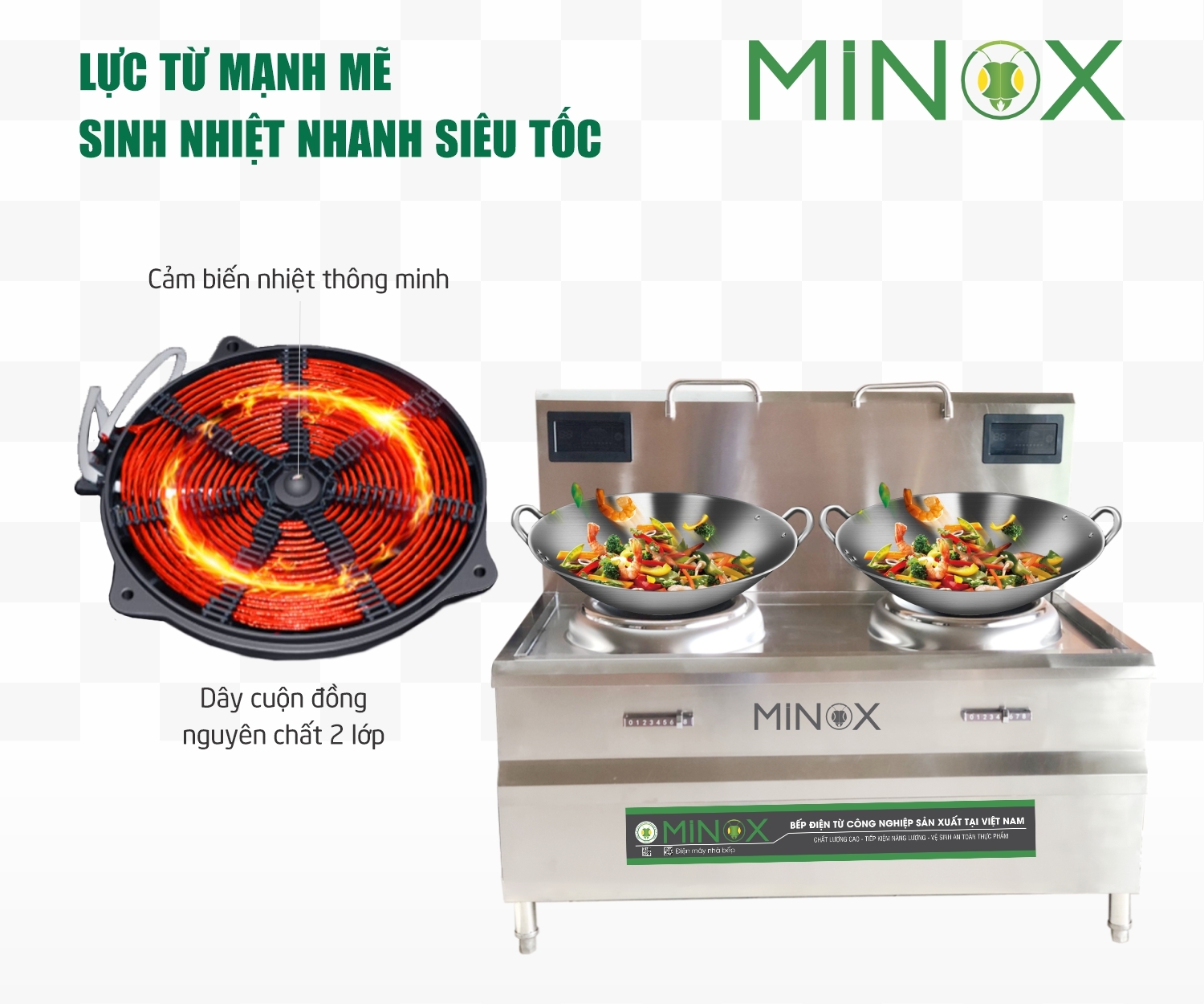 Bếp từ 12kw xào công nghiệp