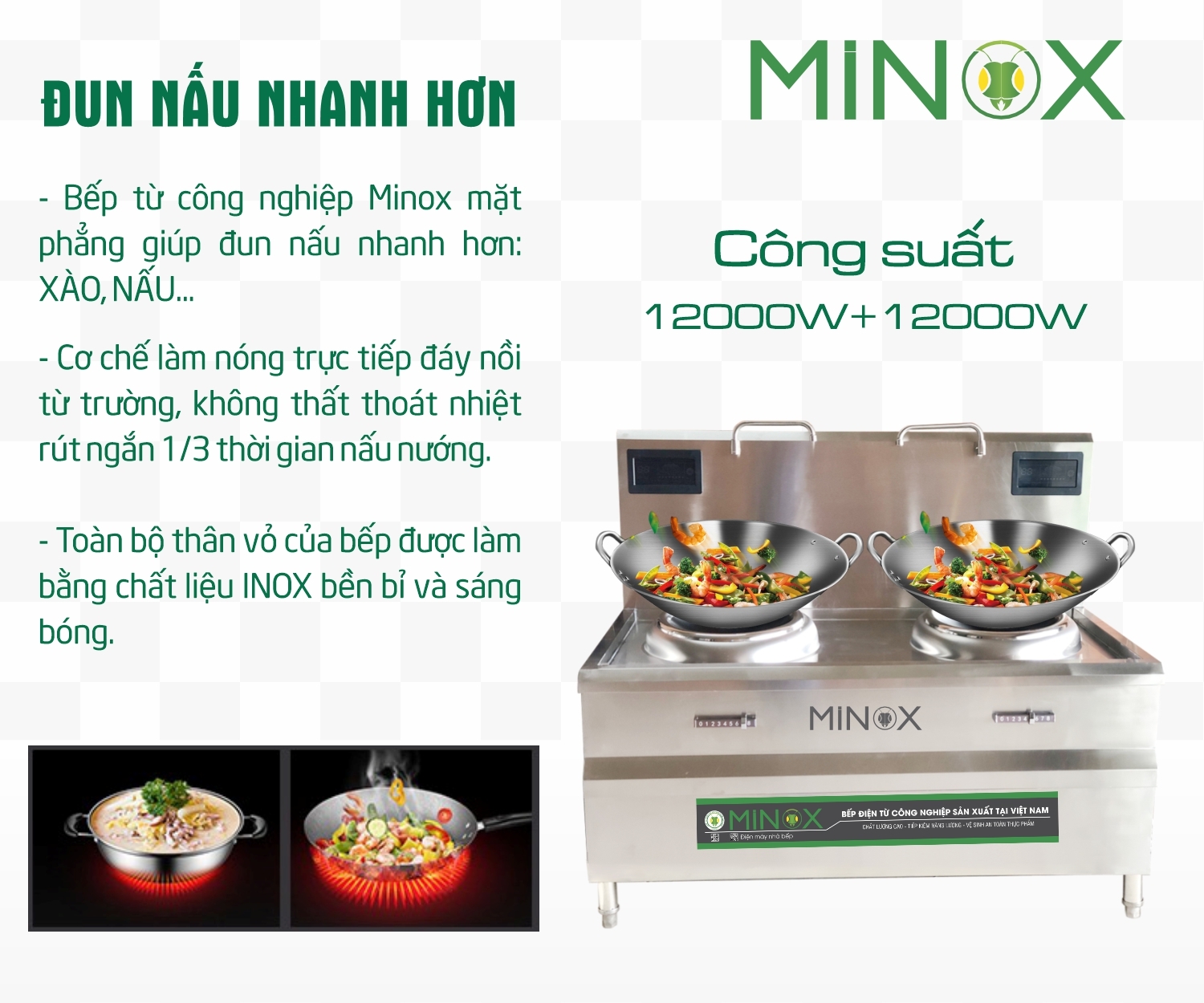Bếp từ 12kw xào công nghiệp