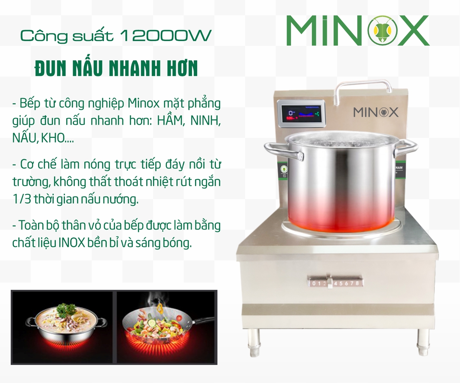Bếp từ 12kw hầm công nghiệp