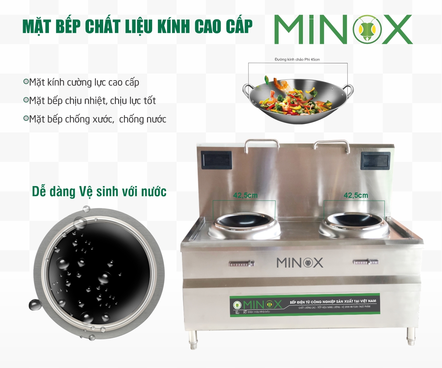 Bếp từ 8kw xào đôi công nghiệp