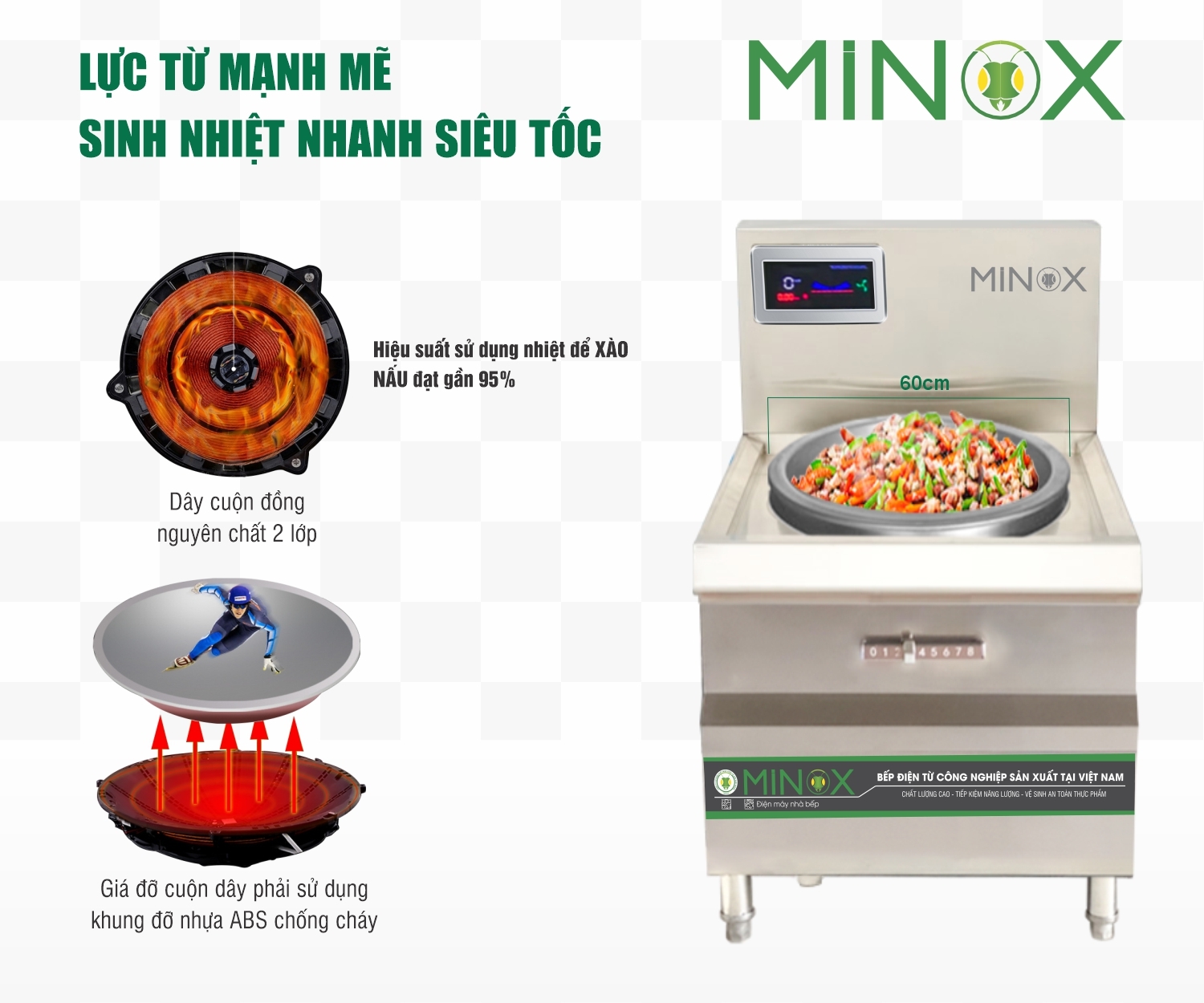 Bếp từ 8kw xào trực tiếp công nghiệp