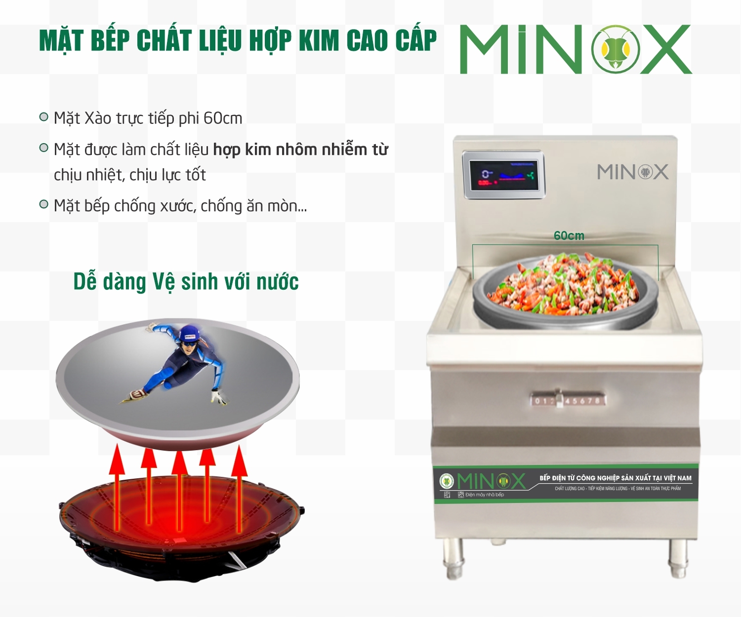 Bếp từ 8kw xào trực tiếp công nghiệp