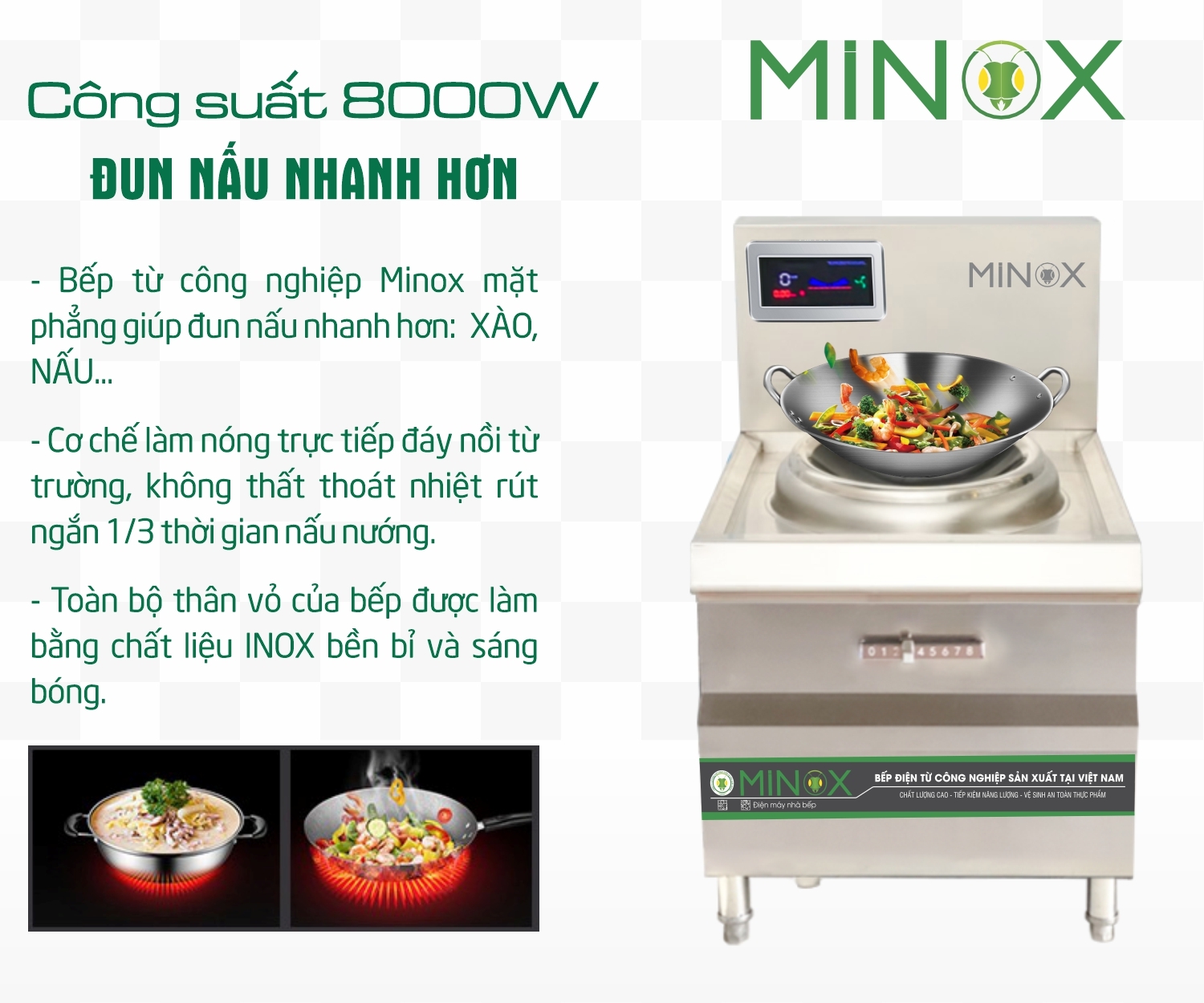 Bếp từ 8kw xào công nghiệp