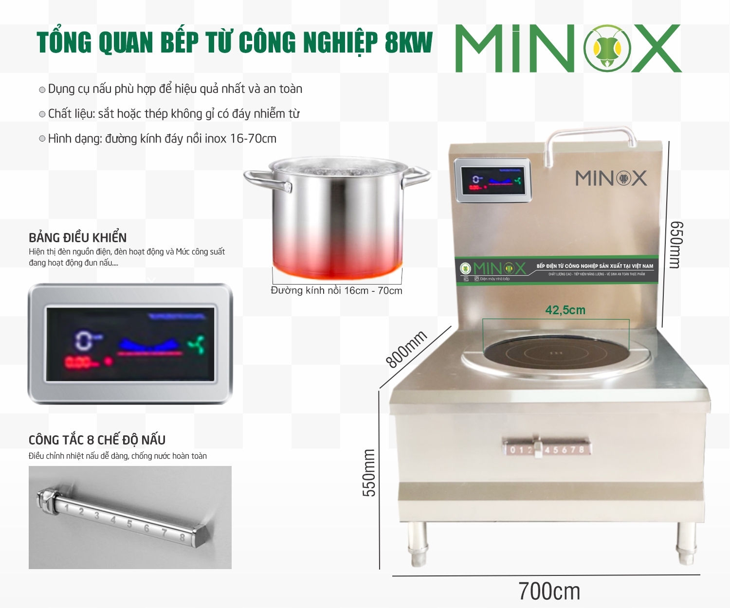 Bếp từ 8kw hầm công nghiệp