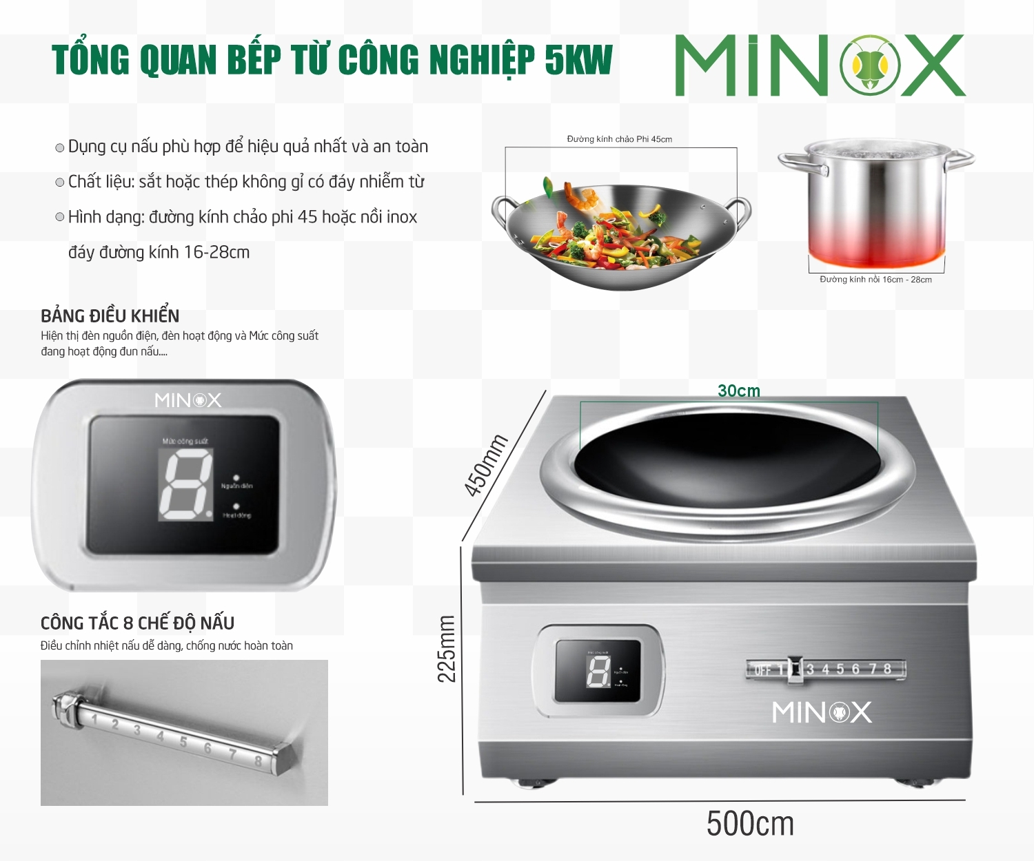 Bếp từ 5kw xào công nghiệp