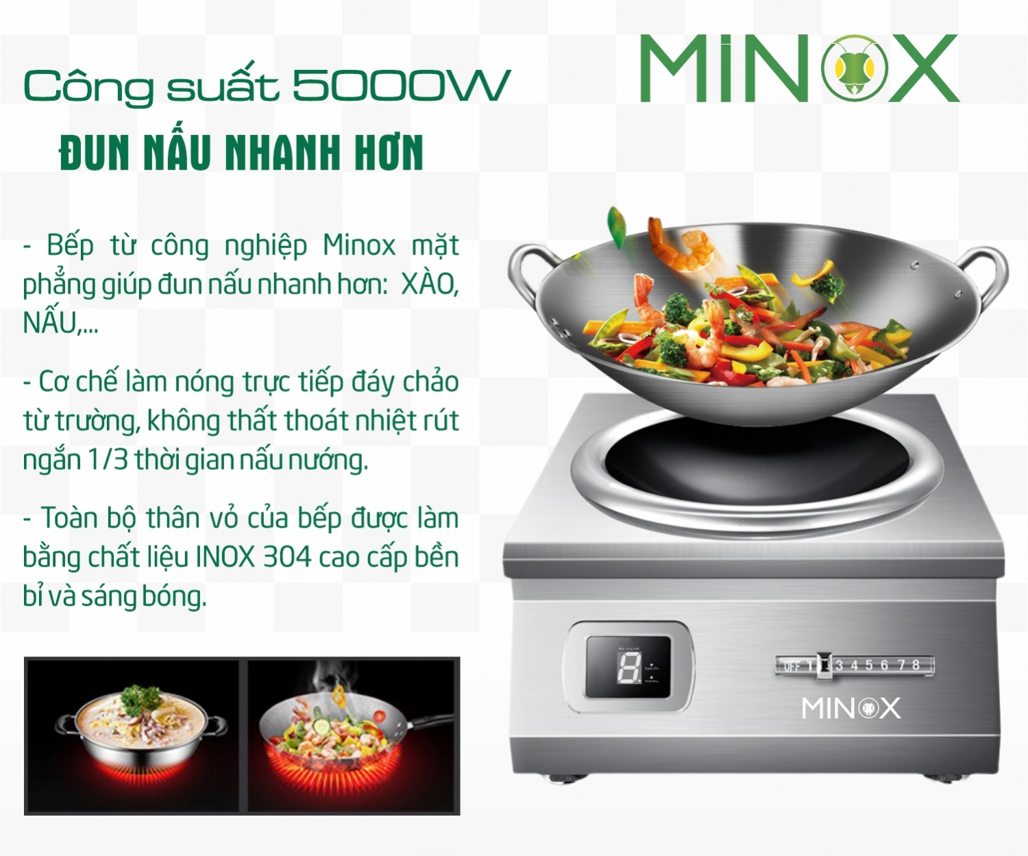 Bếp từ 5kw xào công nghiệp