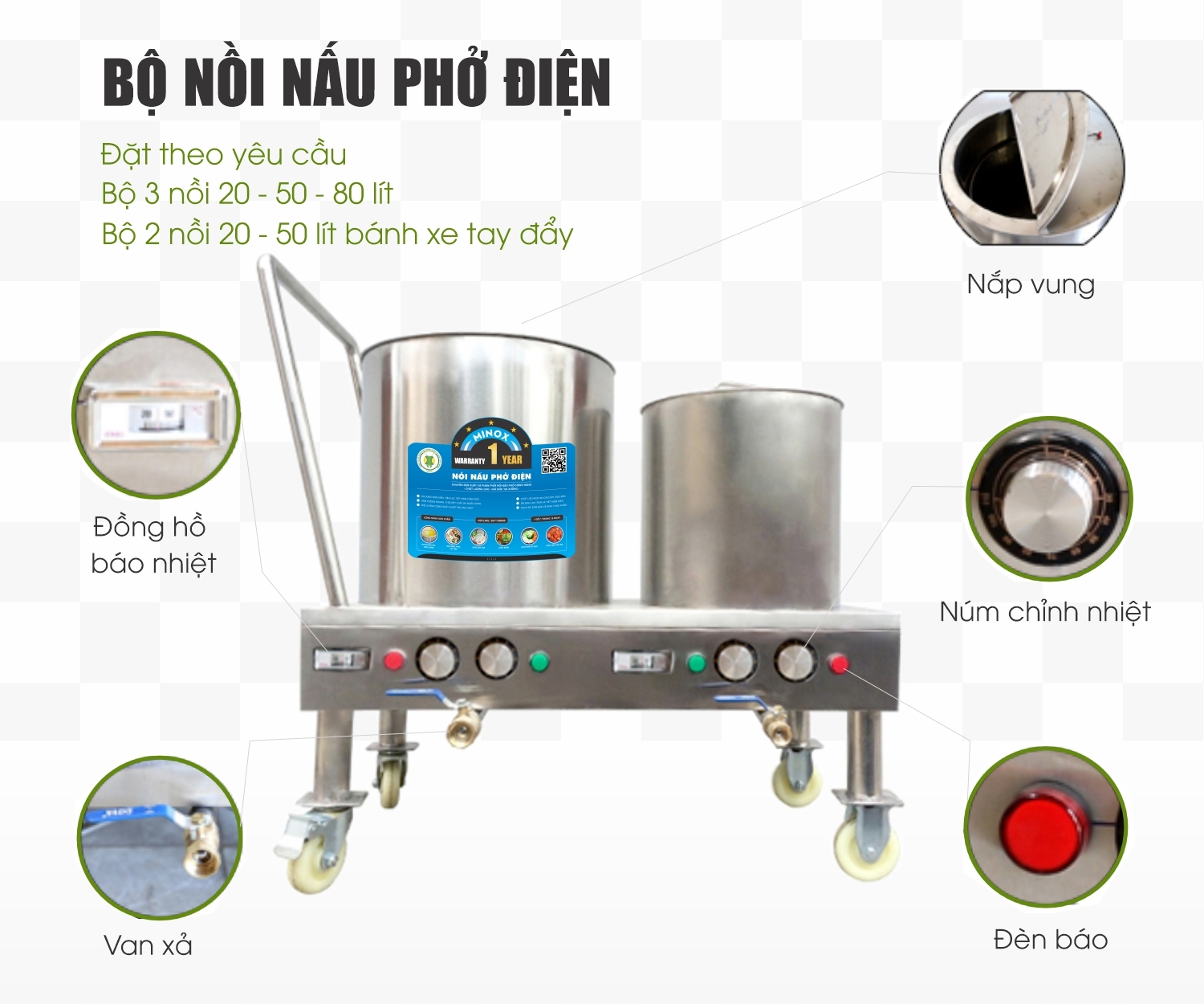 Bộ nồi phở điện 20L - 50L