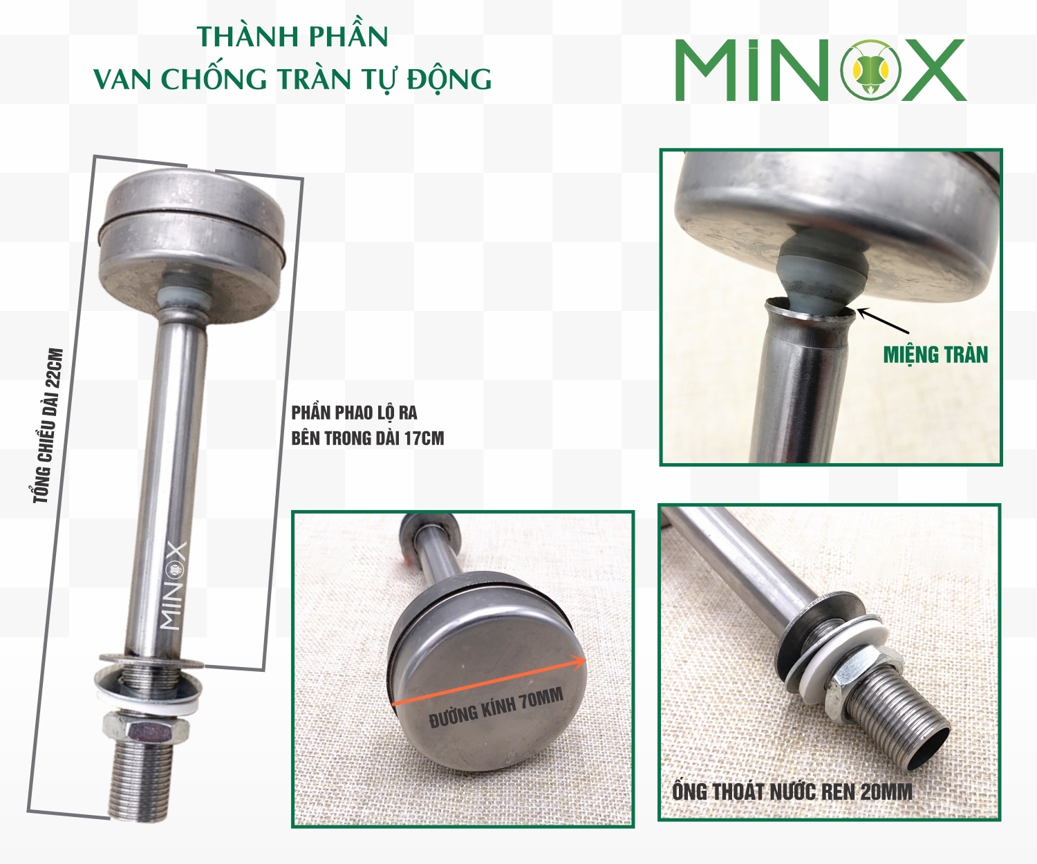 Phao chống tràn tủ cơm công nghiệp