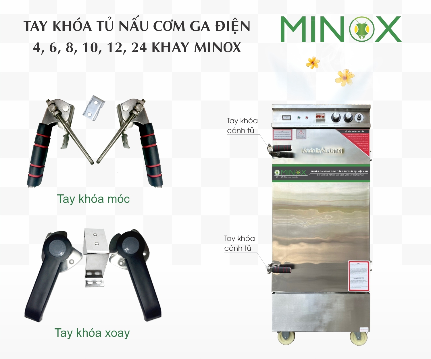 Tay khóa móc tủ nấu cơm