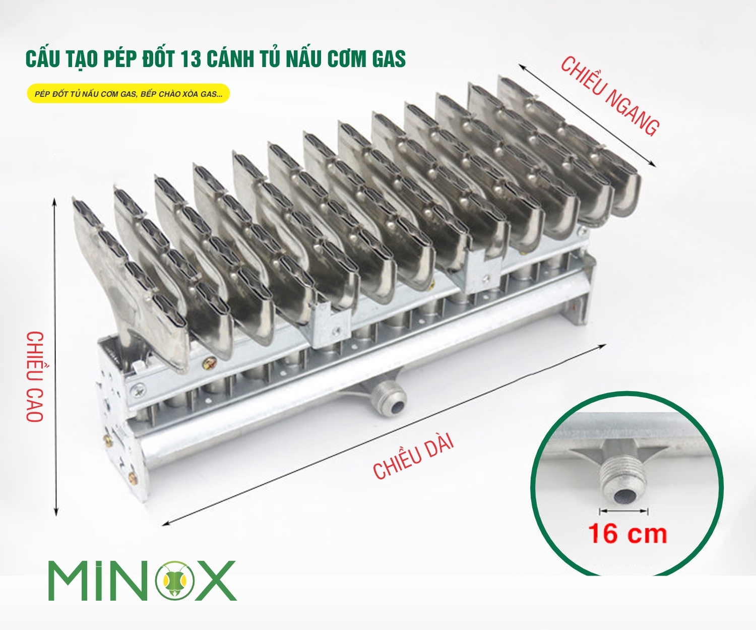 Pép đốt 13 cánh tủ nấu cơm gas