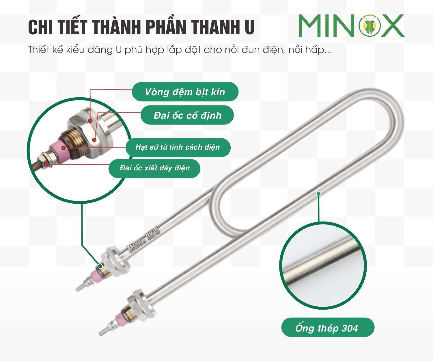 Thanh điện trở 4kw tủ nấu cơm