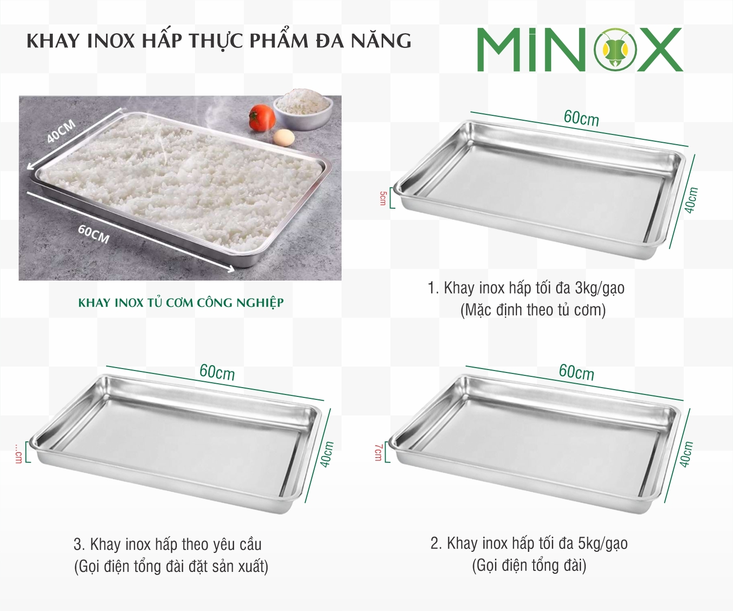Khay inox tủ nấu cơm Minox
