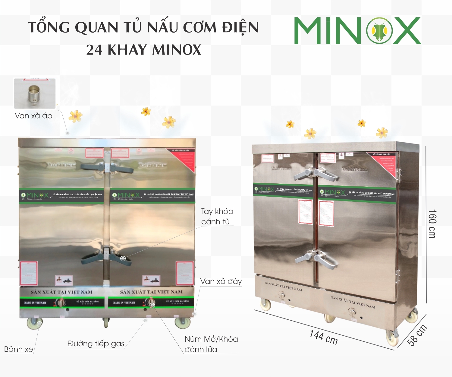 Tủ nấu cơm gas 24 khay