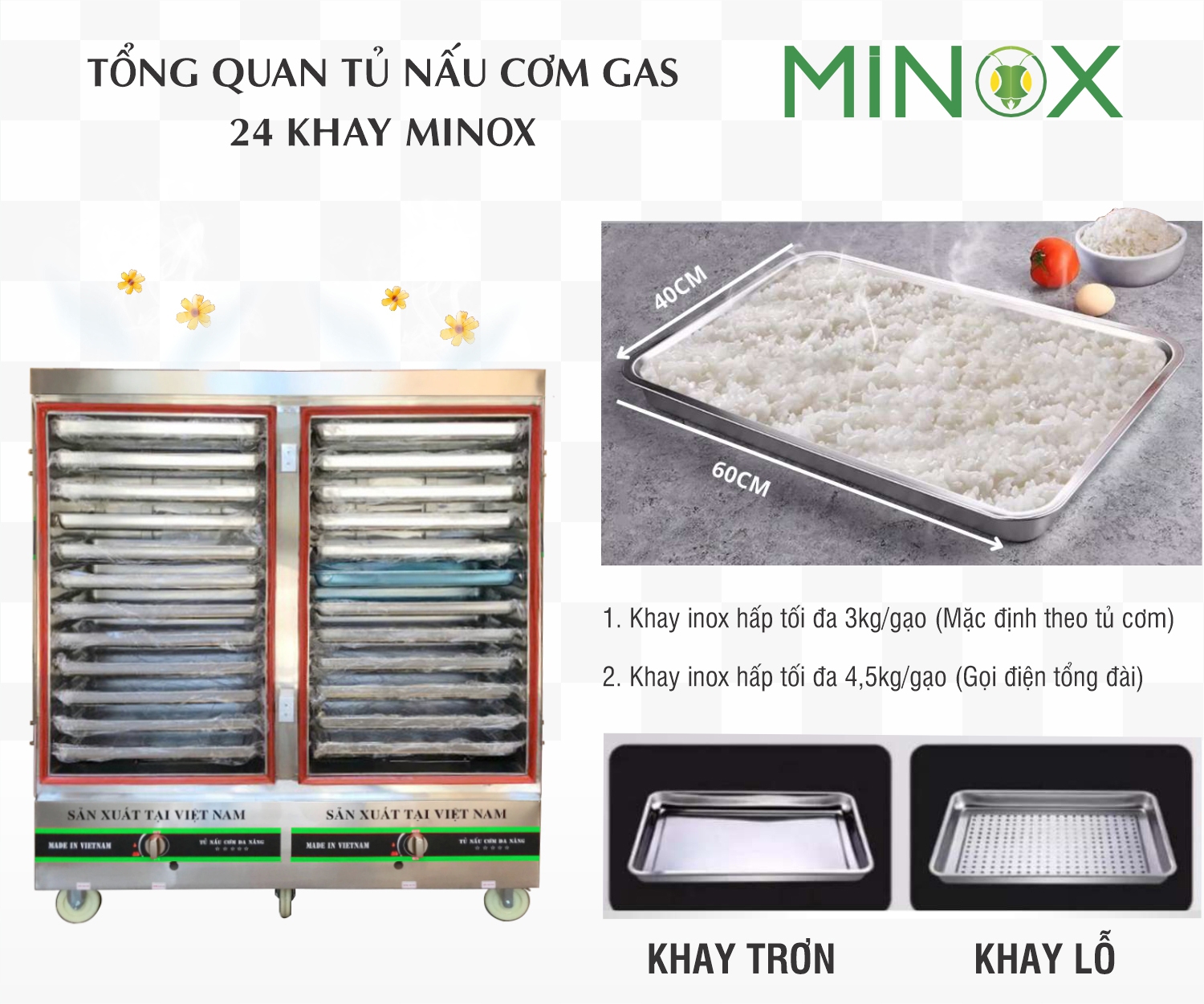 Tủ nấu cơm gas 24 khay
