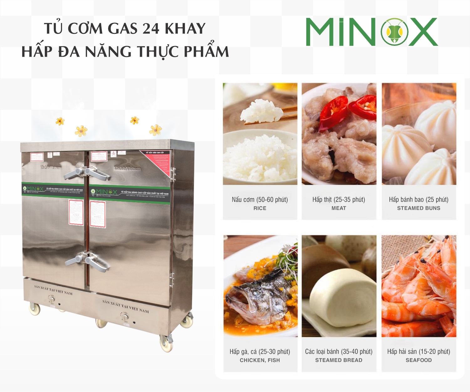 Tủ nấu cơm gas 24 khay