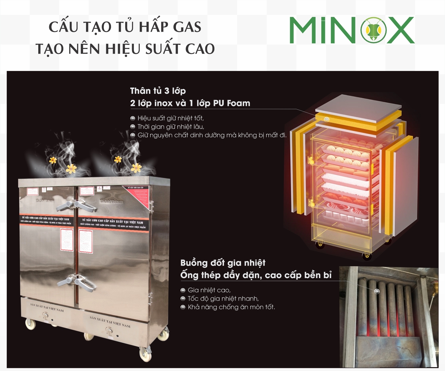 Tủ nấu cơm gas 24 khay