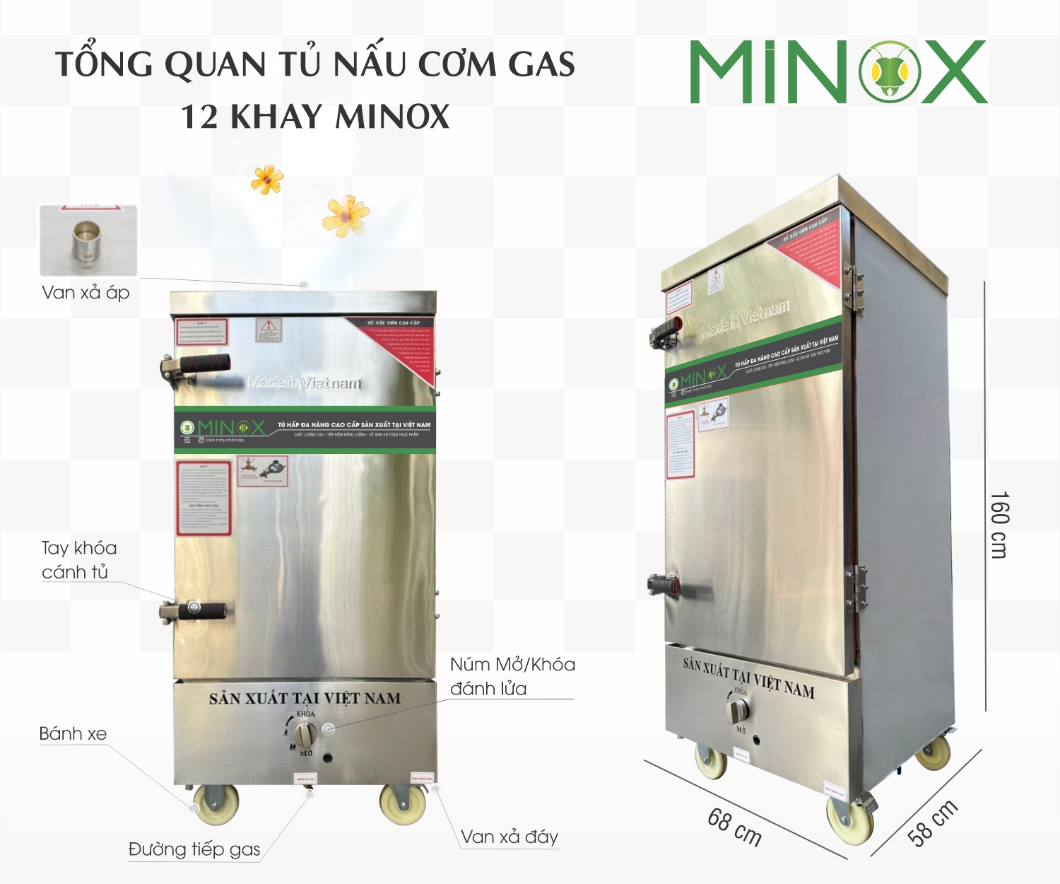 Tủ nấu cơm gas 12 khay