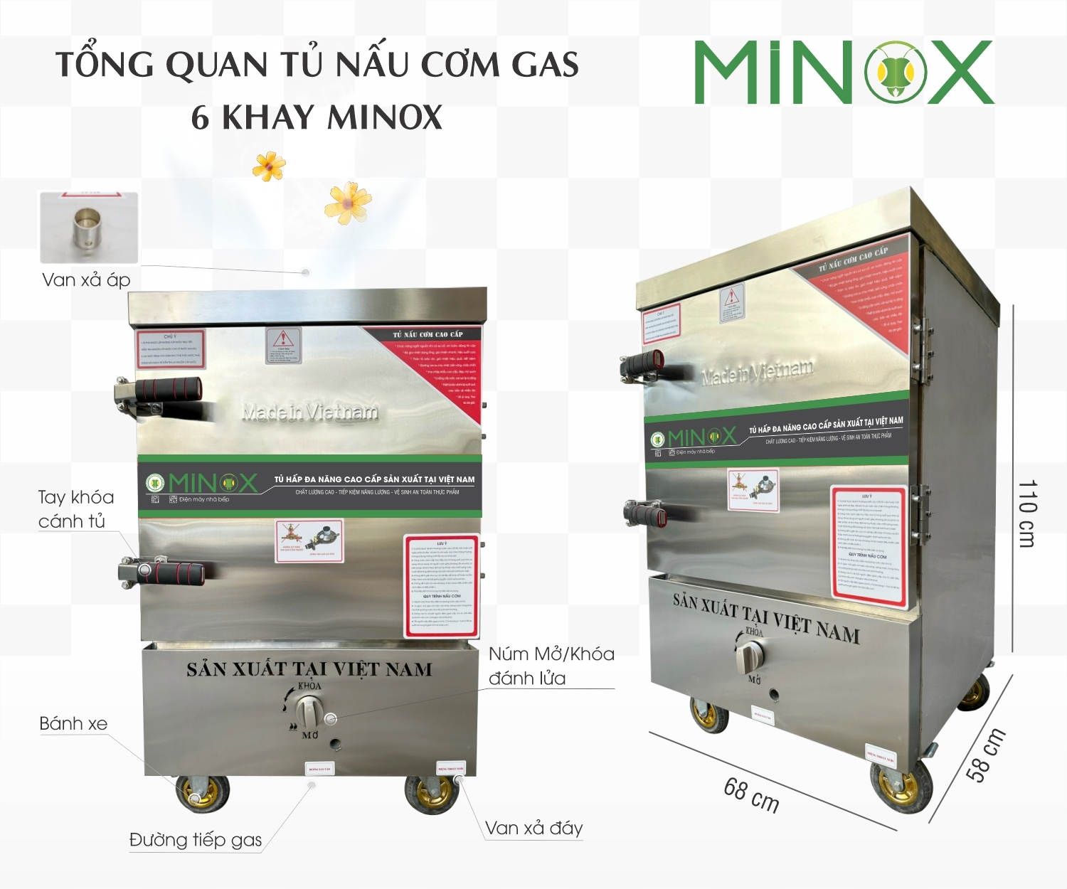 Tủ nấu cơm gas 6 khay