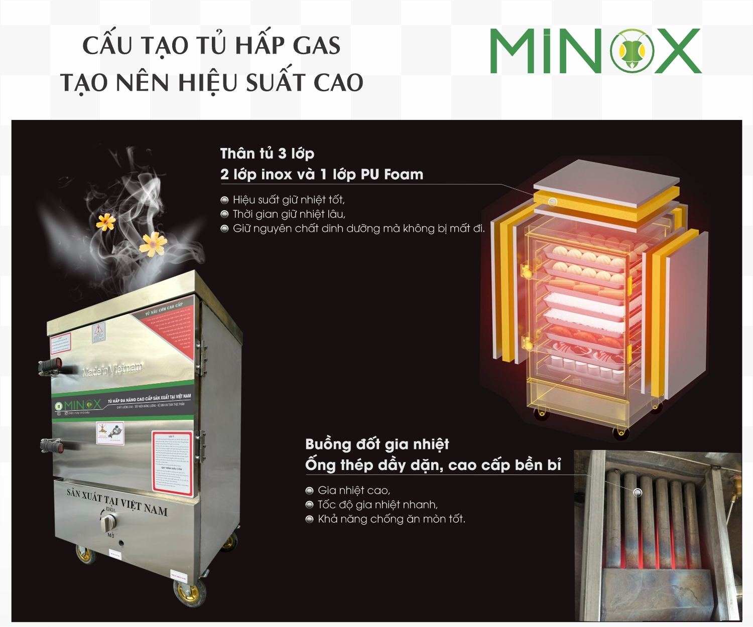 Tủ nấu cơm gas 6 khay