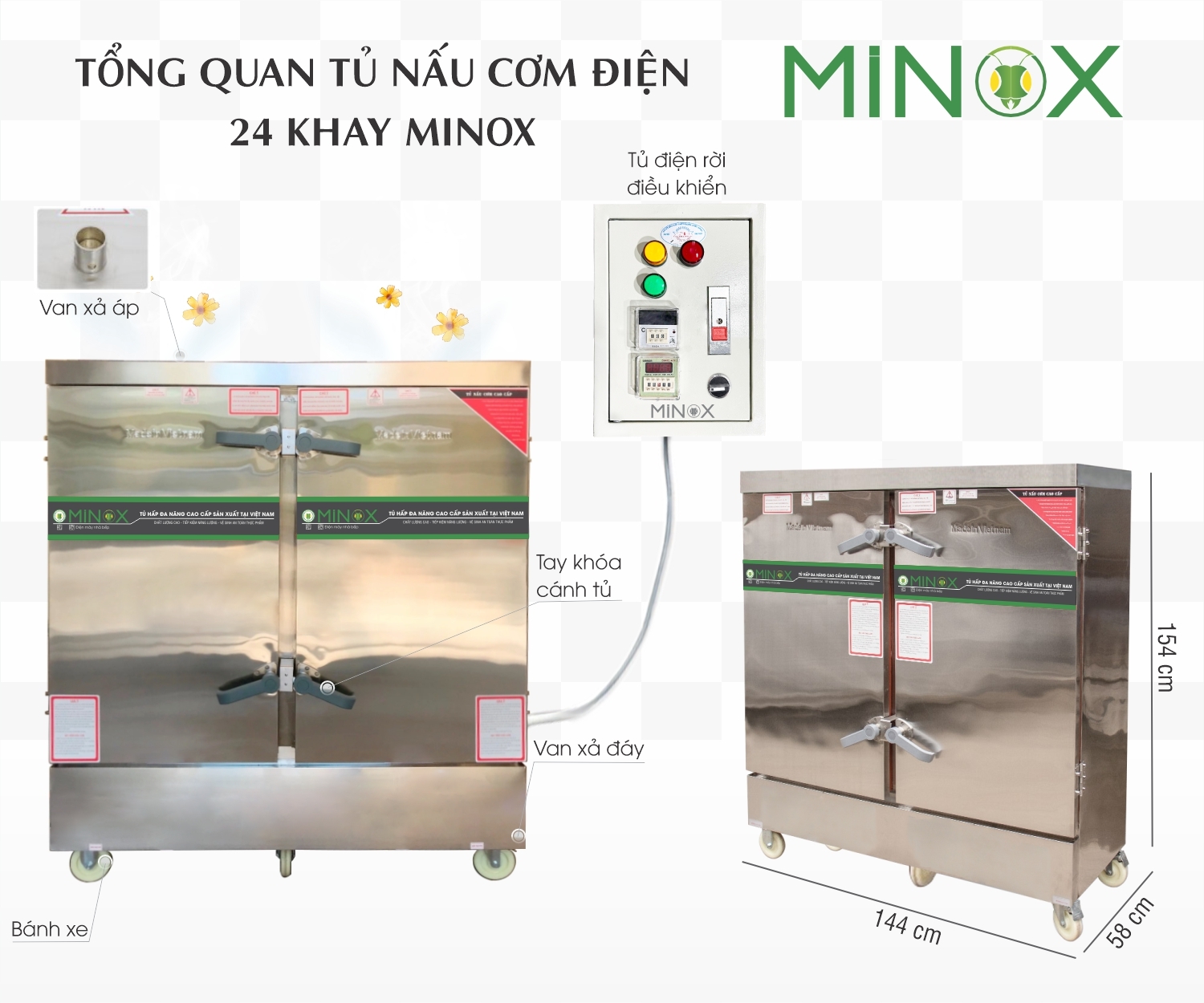 Tủ nấu cơm 24 khay tủ điện rời