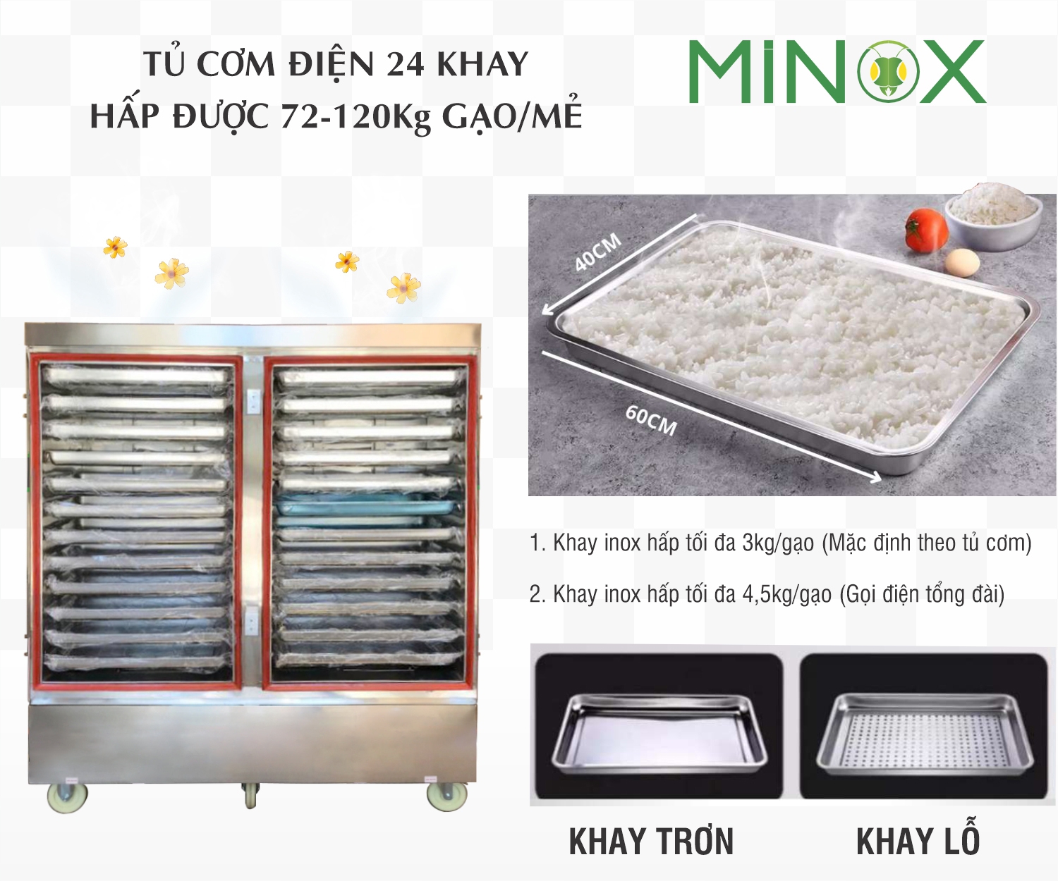 Tủ nấu cơm 24 khay tủ điện rời