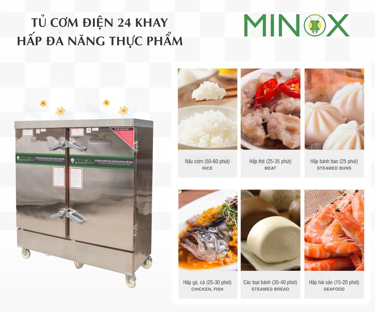 Tủ nấu cơm 24 khay tủ điện rời