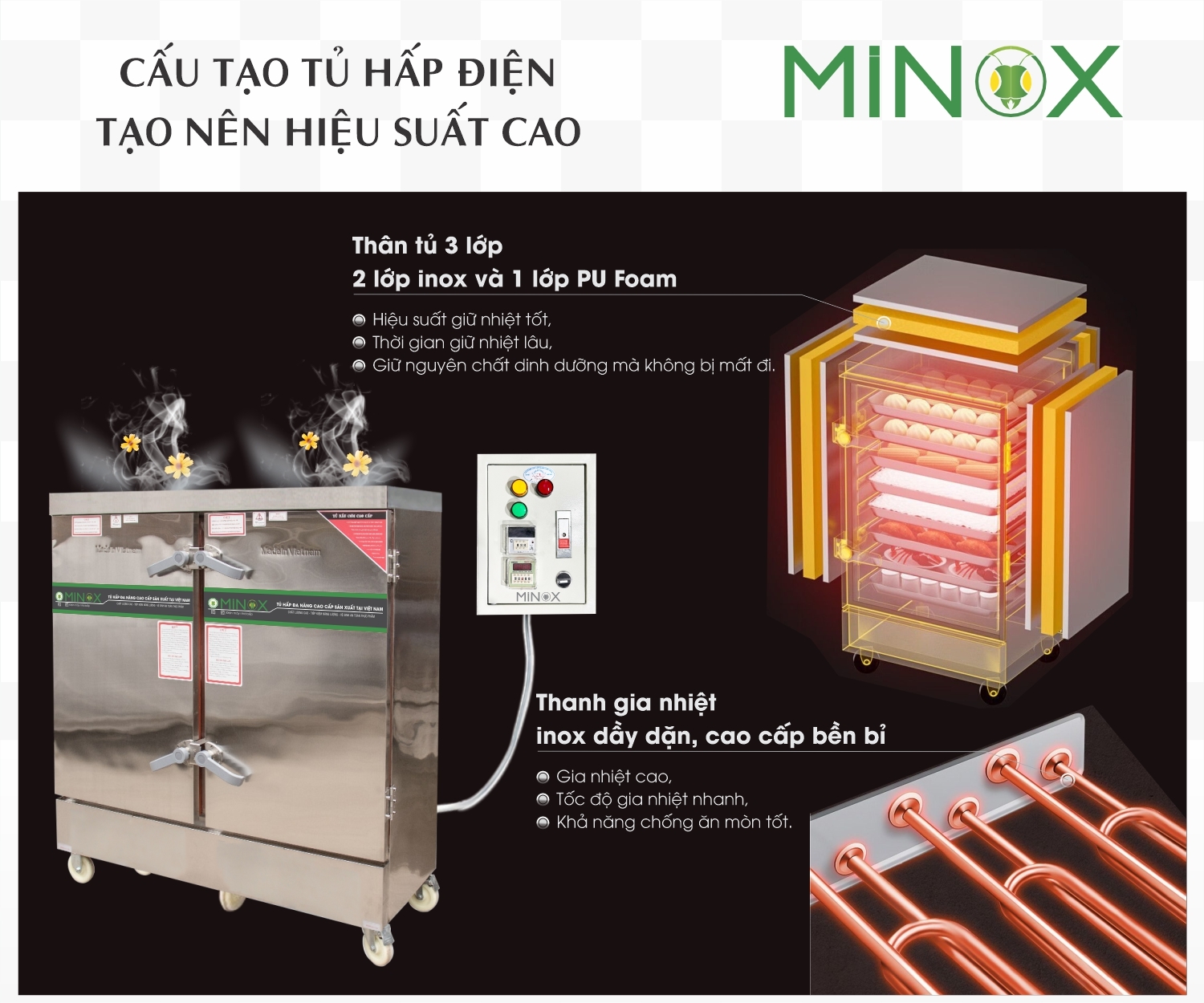 Tủ nấu cơm 24 khay tủ điện rời