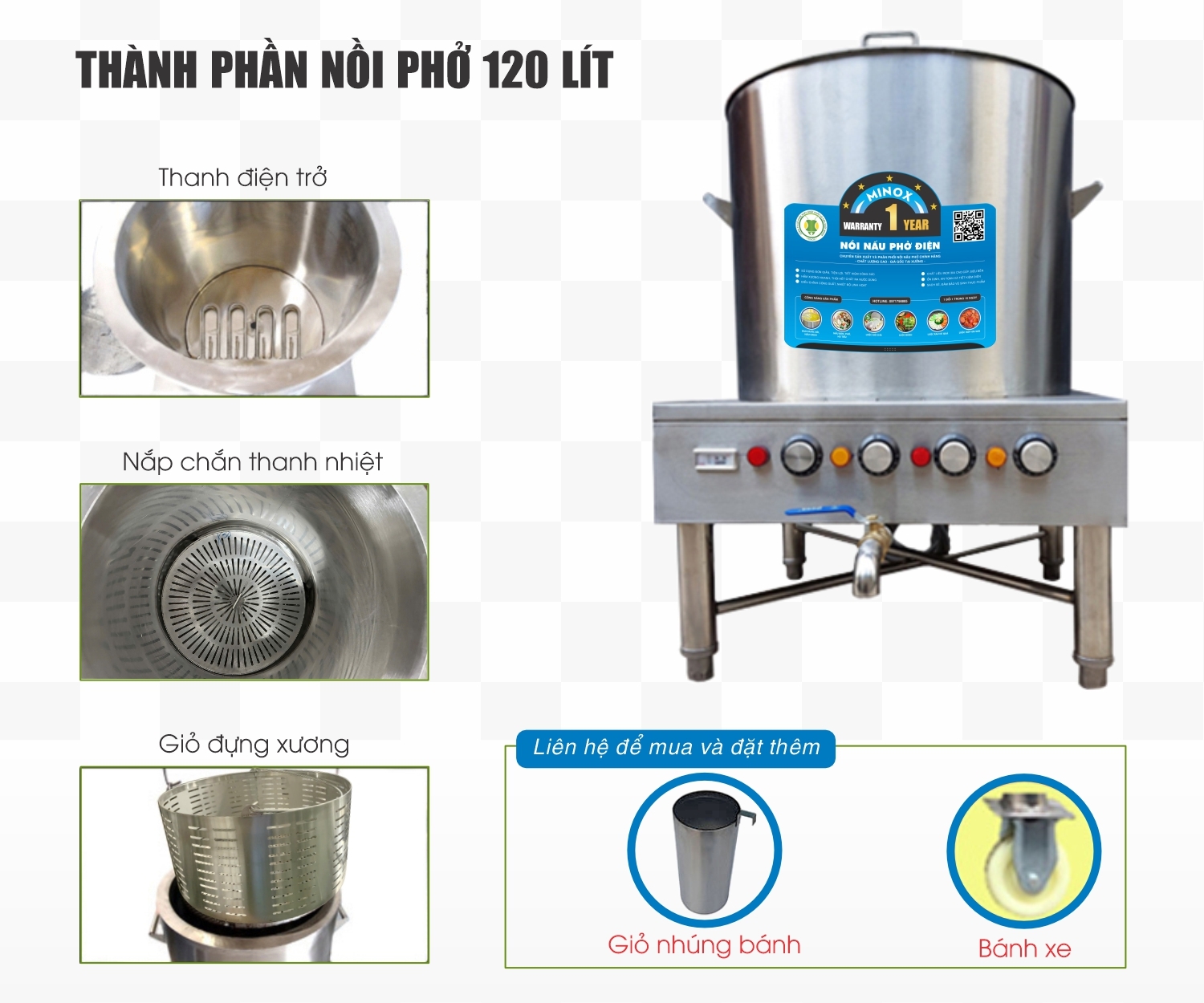 Nồi nấu phở điện 120L