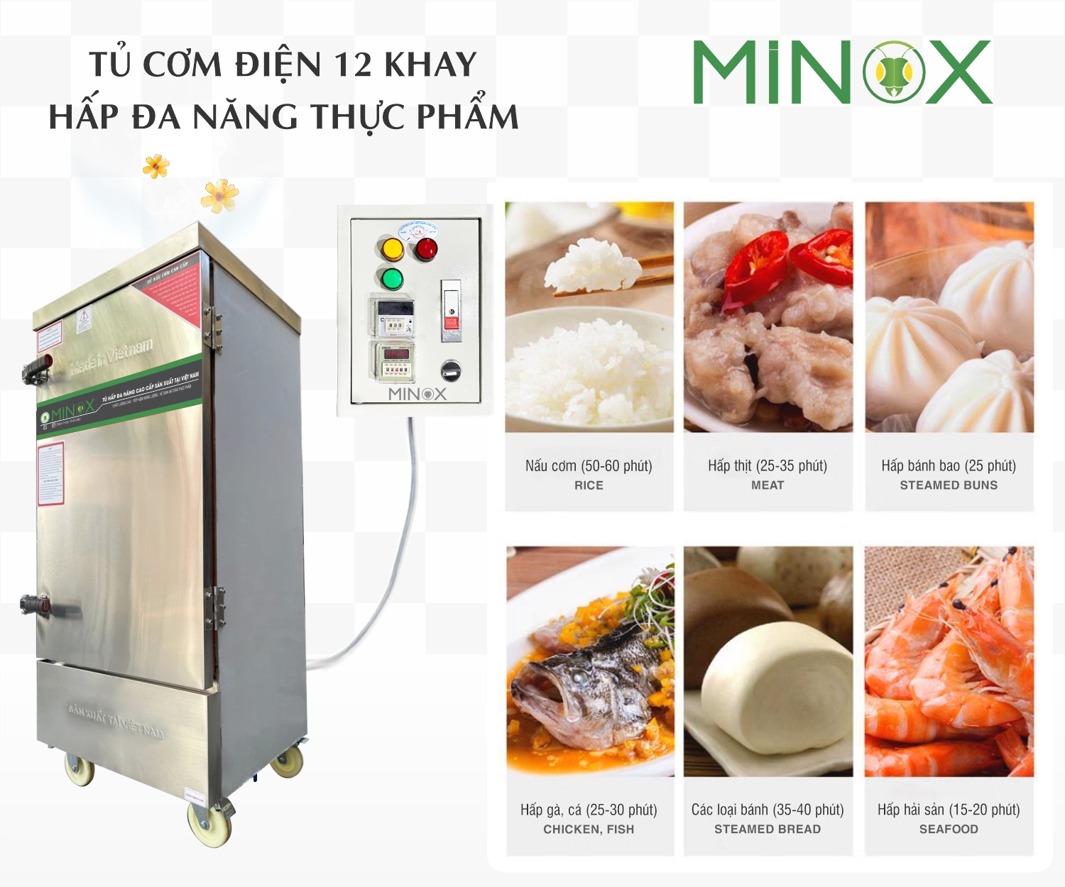 Tủ nấu cơm 12 khay tủ điện rời
