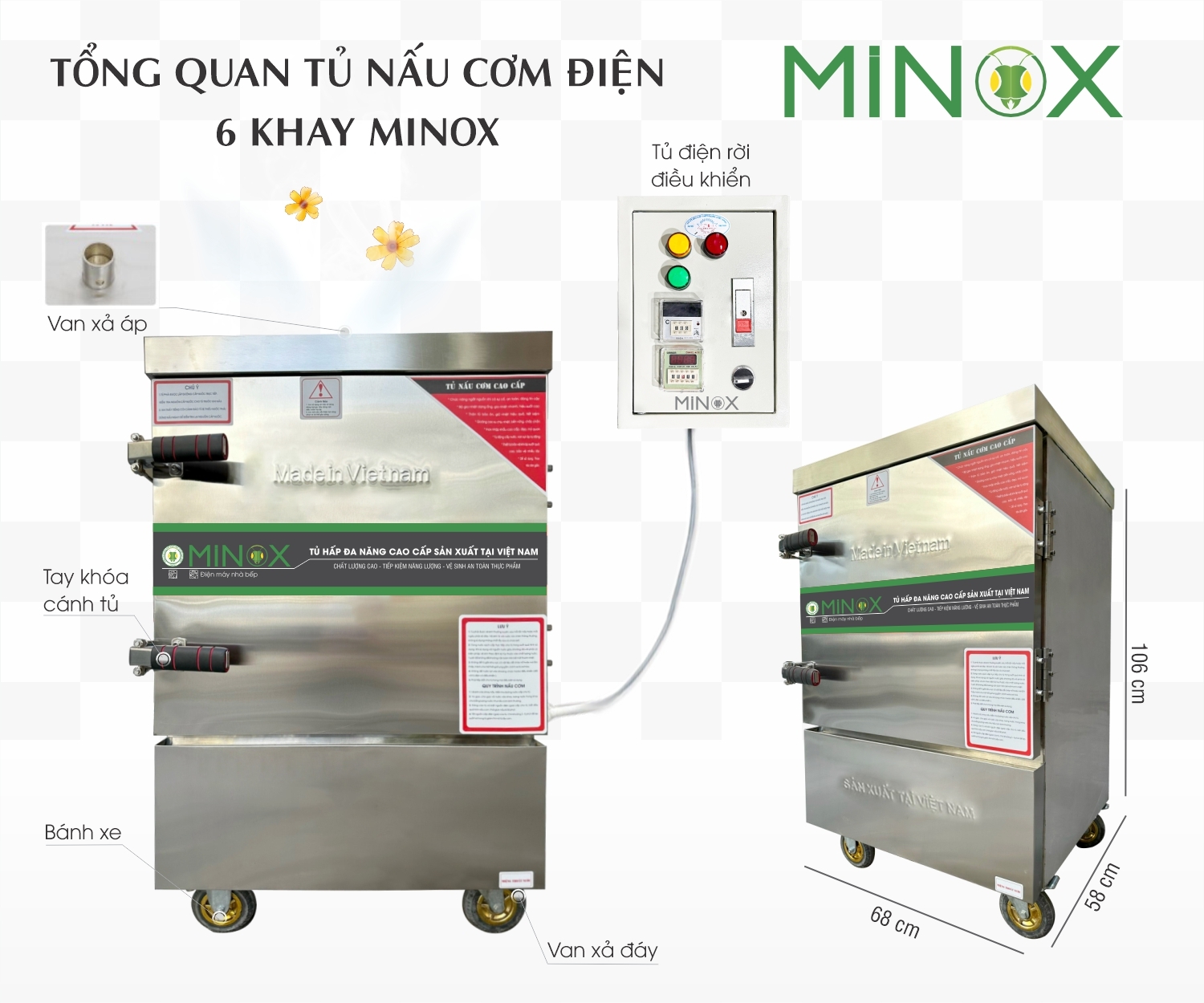 Tủ nấu cơm 6 khay tủ điện rời