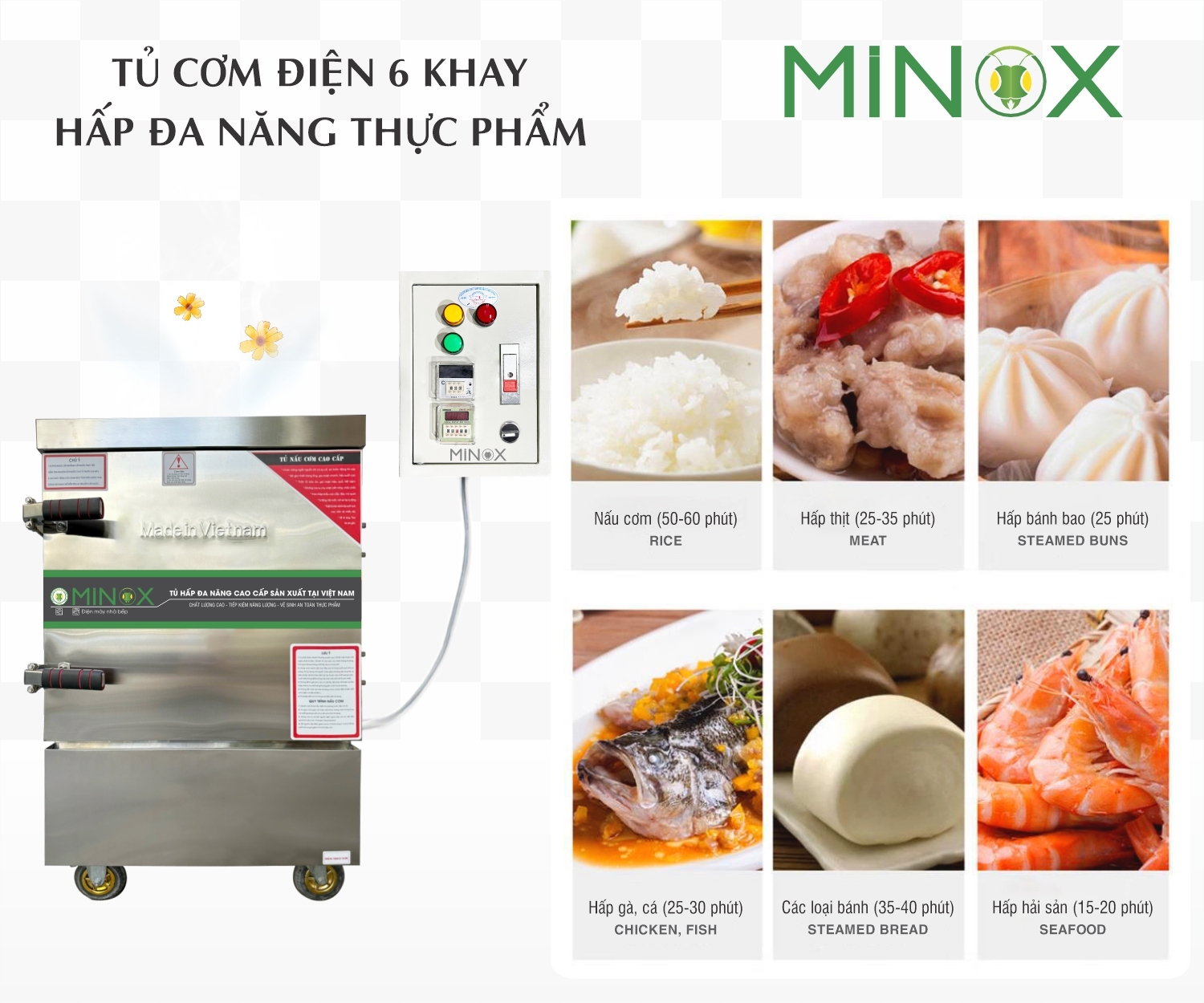 Tủ nấu cơm 6 khay tủ điện rời