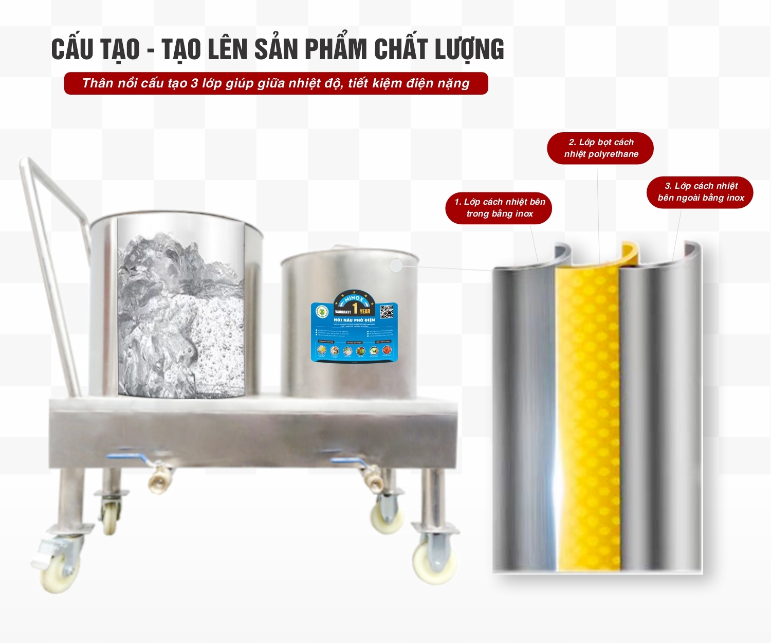 Bộ nồi phở tủ điện rời 20L - 50L