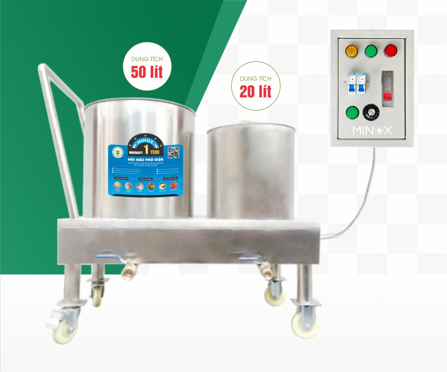 Bộ nồi phở tủ điện rời 20L - 50L