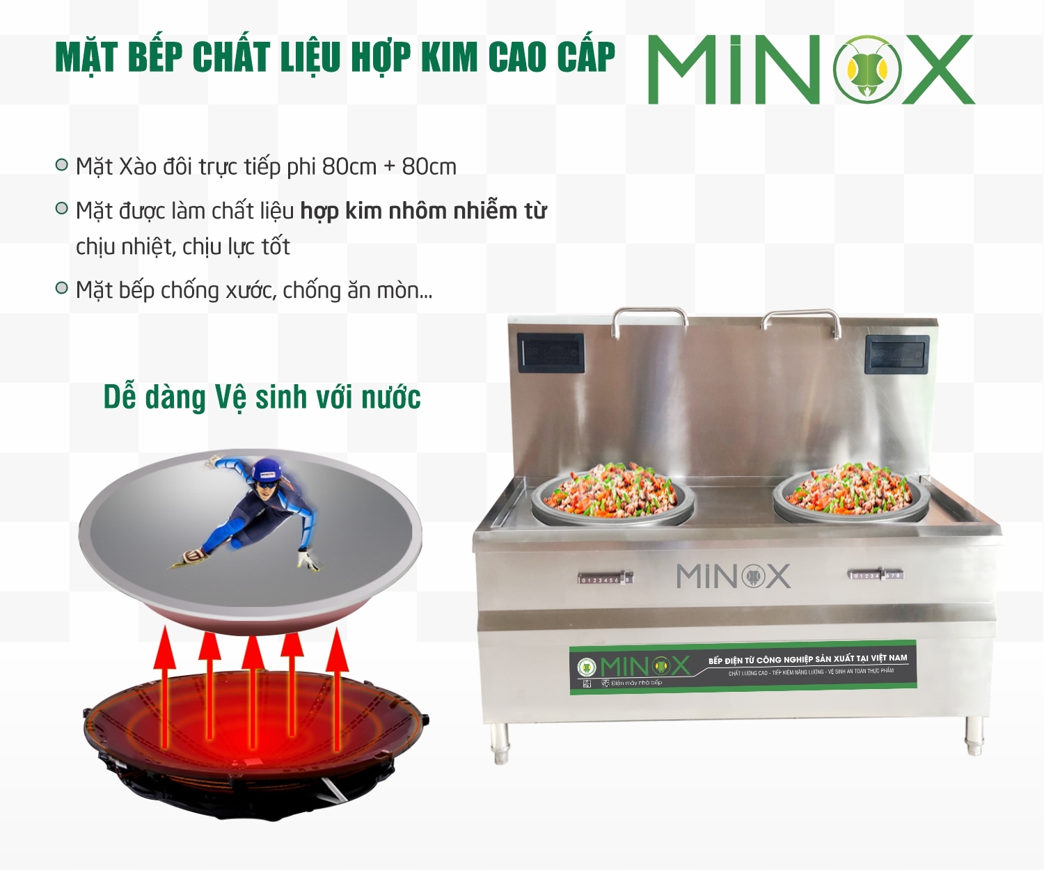Bếp từ 15kw xào đôi trực tiếp công nghiệp