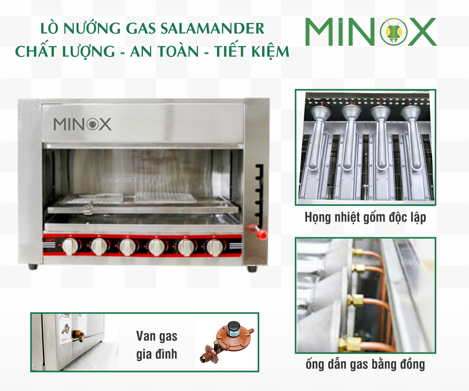 Lò nướng Salamander 6 họng gas