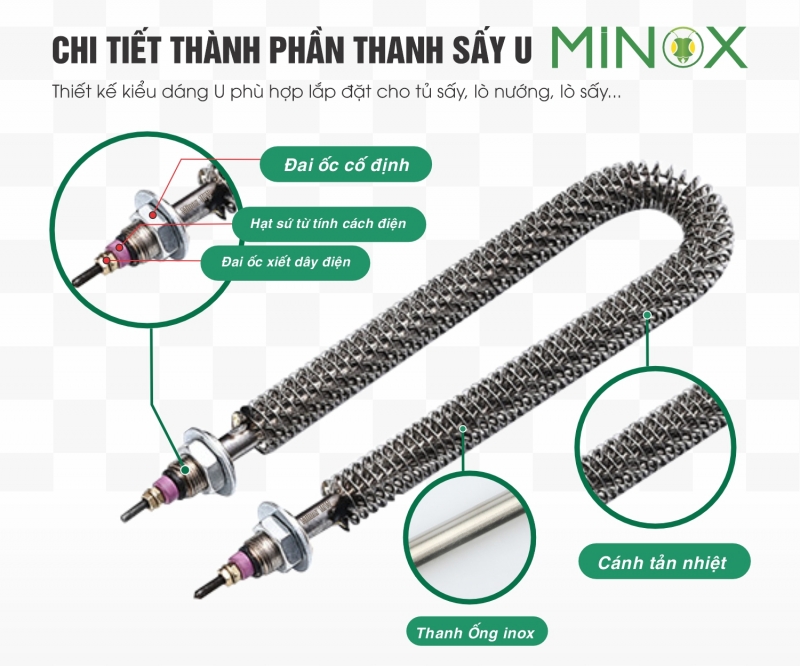Thanh nhiệt sấy 1kw tủ sấy công nghiệp