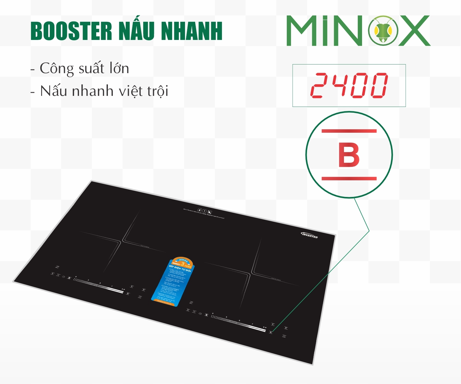 Bếp từ đôi Minox MI-BT18 Gold