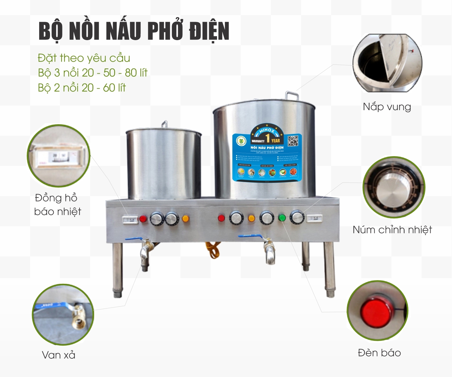 Bộ nồi phở điện 20L - 60L
