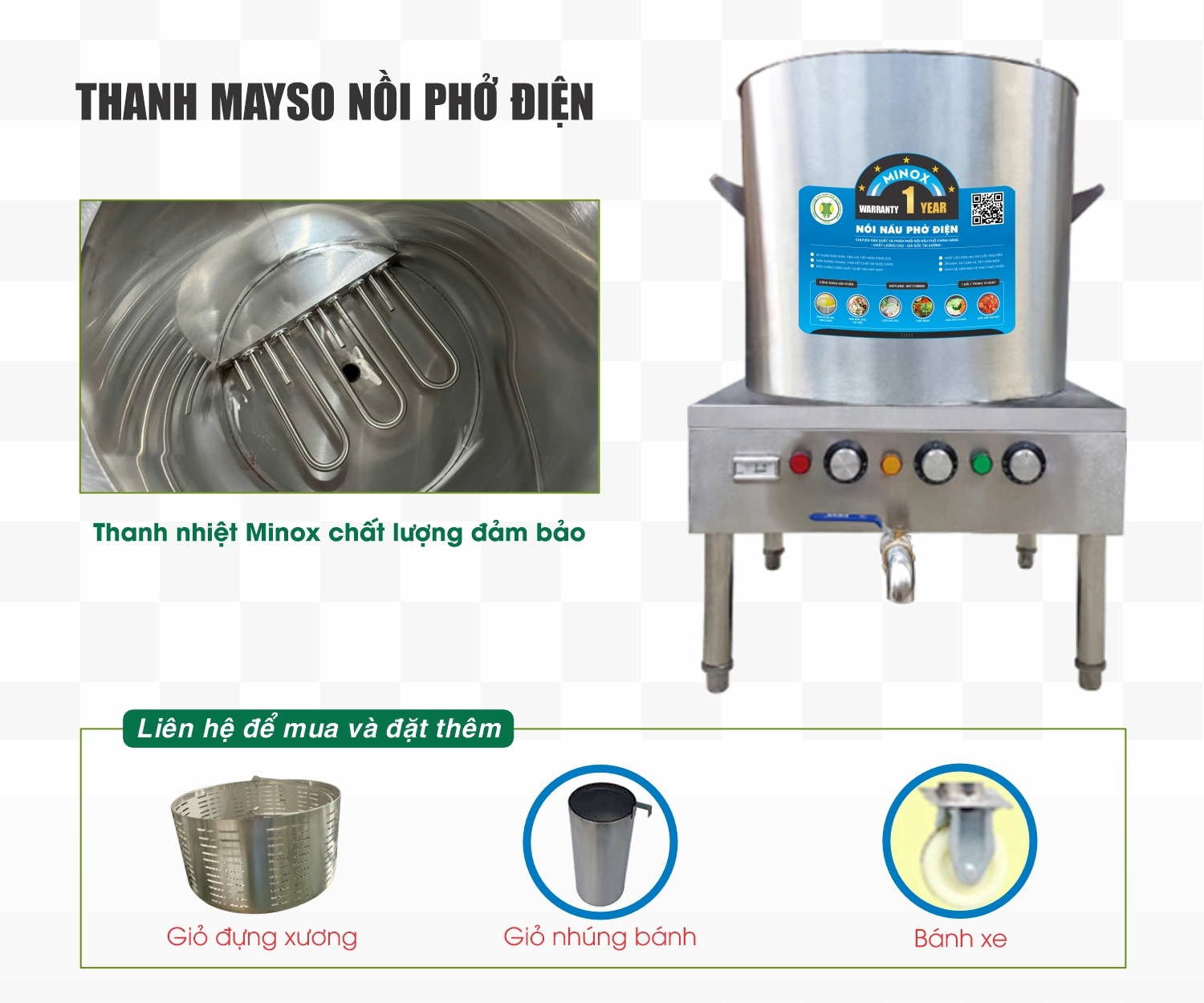 Thanh mayso 1kw nồi phở điện