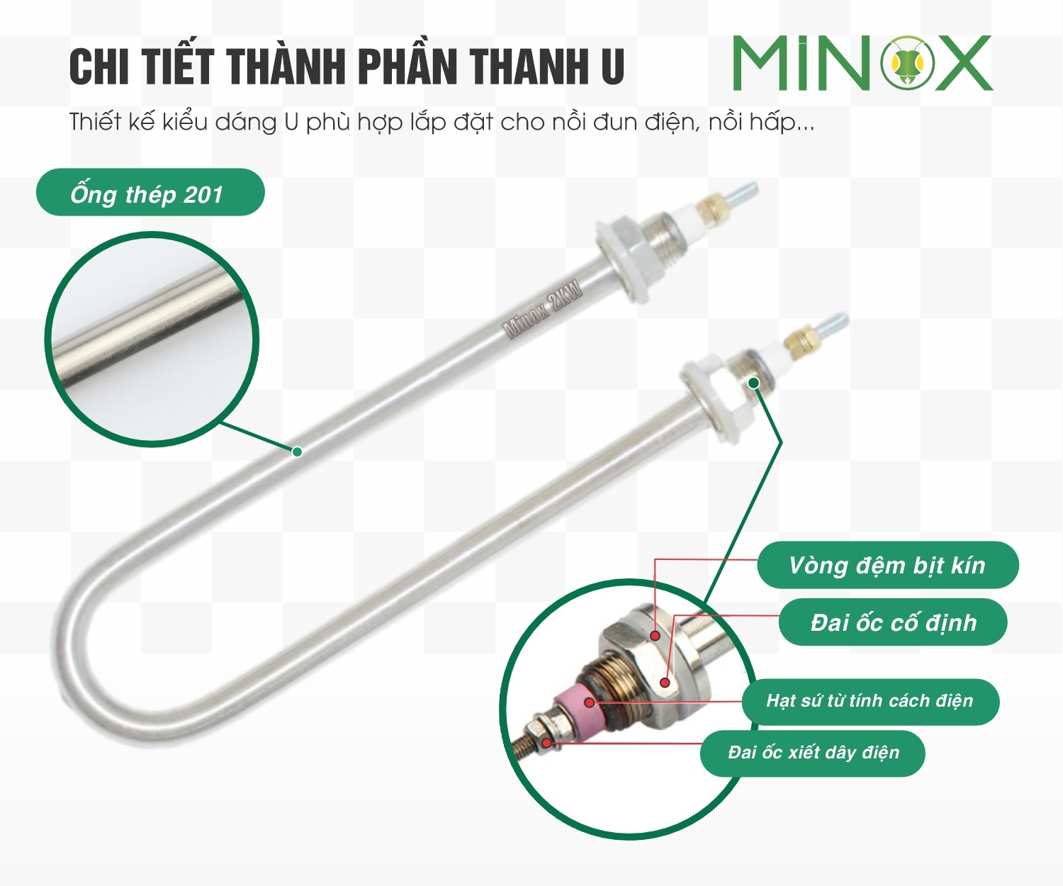 Thanh điện trở 2kw nồi nấu phở điện